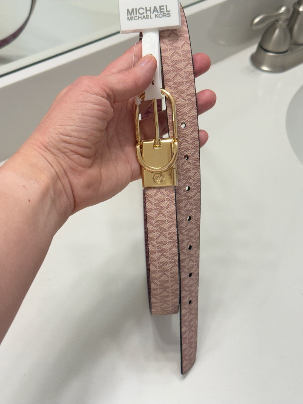 Michael Kors Pink and Burgundy REVERSIBLE Women's Belt M 🩷NWT🩷